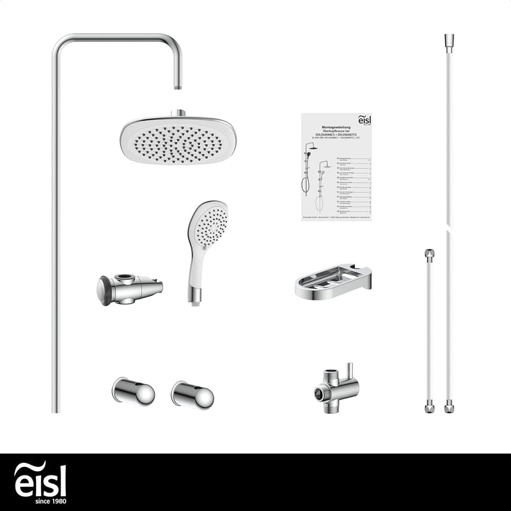 EISL Duschset DUSCHTRAUM Duschsäule mit grosser Regendusche 200 x 200 mm und Handbrause, ideal zum N