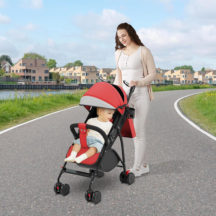Kinderbuggy, Kinderwagen Zusammenklappbar, Reise-Kinderwagen mit Wattepads und Moskitonetzen (rouge-