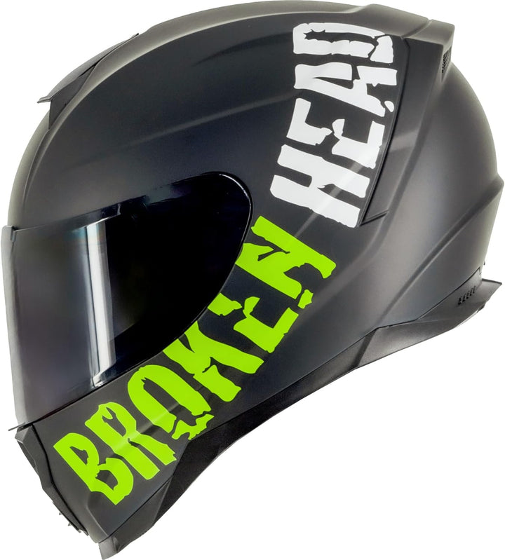 Broken Head BeProud Sport Grün Motorradhelm Mit 2 Visieren (Klares + Schwarzem Visier) - Integralhel