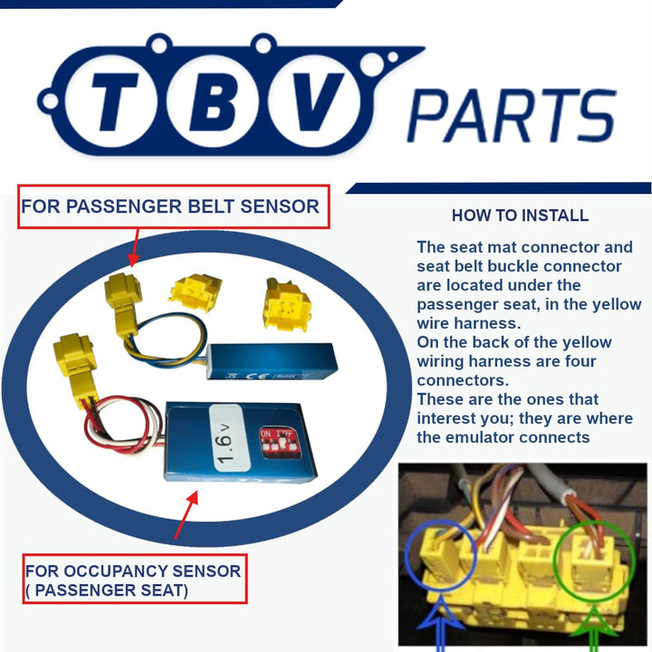 TBVPARTS Emulator Sensor Beruf Sitzmatte SRS Simulator Copilot Emulator Bypass Simulator Insassensen