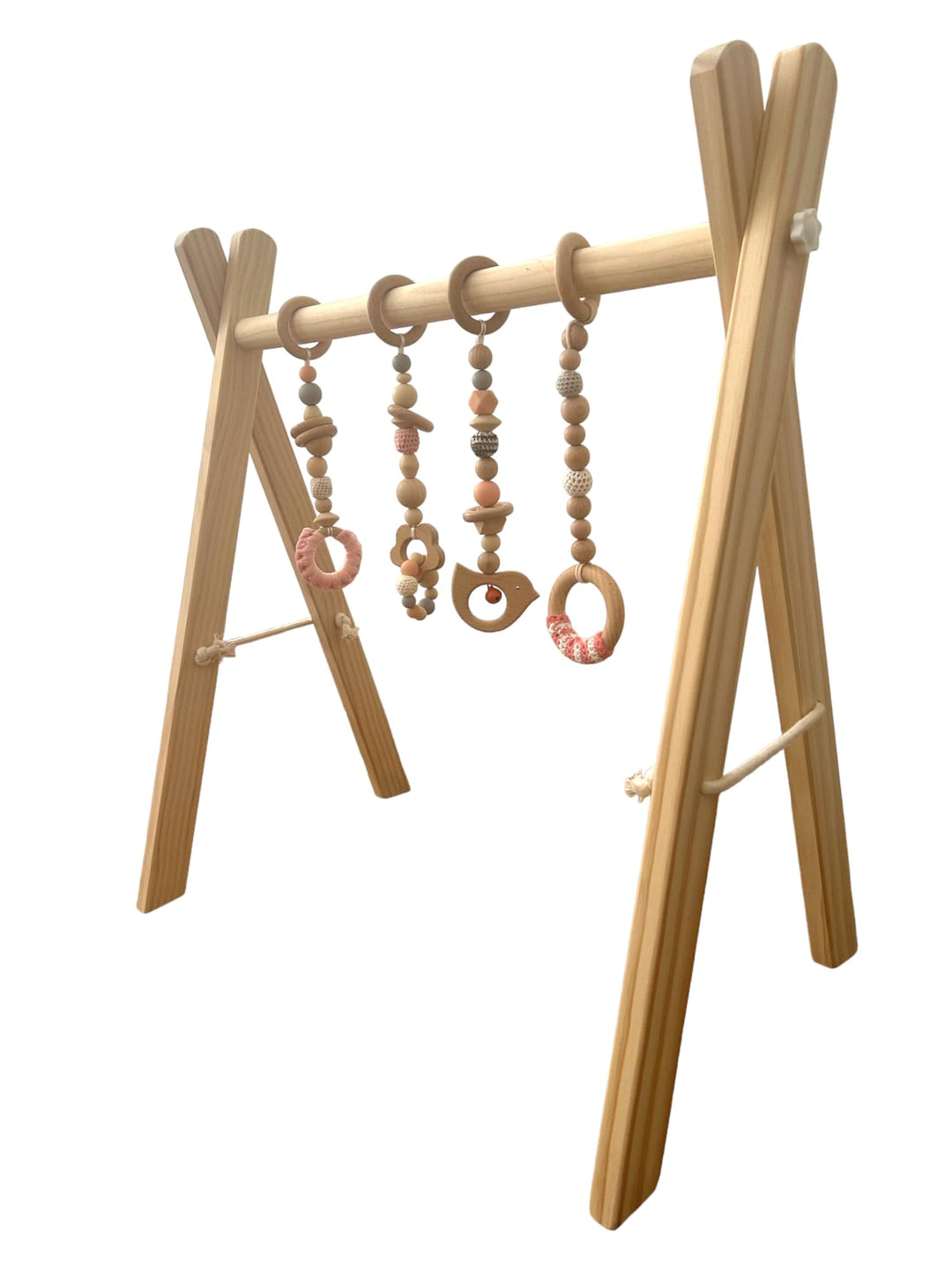 Baby Gym Spieltrapez Spielbogen Baby Holz mit Figuren & Kugeln Spielebogen Spieltrapez Mobile Activi