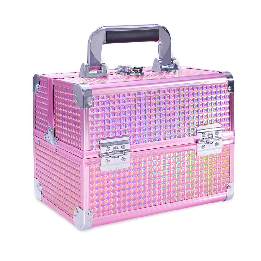 Kosmetikkoffer Aluminium Schminkkoffer mit Spiegel, Tragegriff & Schloss, Multifunktional Make-up Be