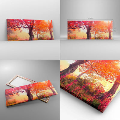 Wandbilder Dekoration Wohnzimmer Baum Natur Wiese Panorama Bilder auf Leinwand 120x50cm Leinwandbild