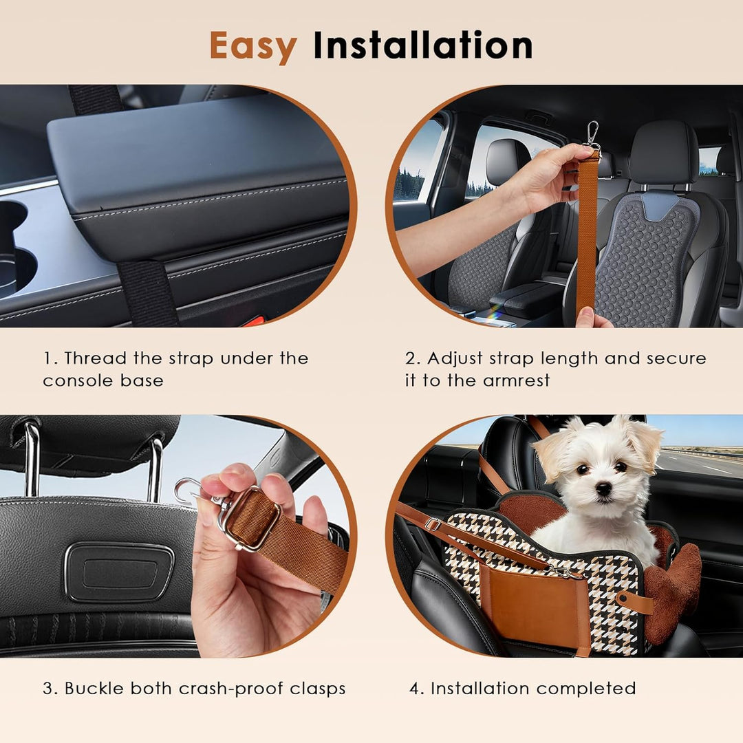 Hundesitz Mittelkonsole Auto, Hunde Autositz für kleine mittlere Haustier, Waschbarer Hundeautositz