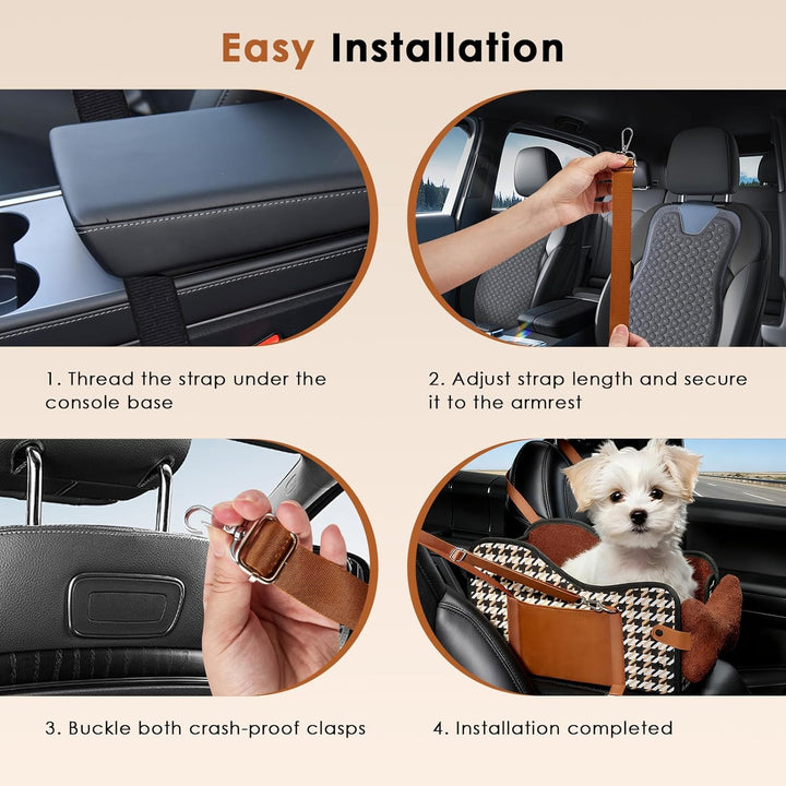 Hundesitz Mittelkonsole Auto, Hunde Autositz für kleine mittlere Haustier, Waschbarer Hundeautositz