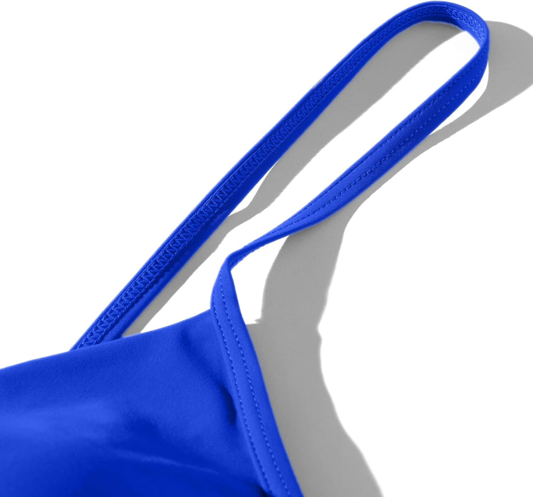 RXRXCOCO Damen Wickel Push Up Bikini Oberteil mit Bauchweg High Waist Bikini Set Bademode S Blau, S