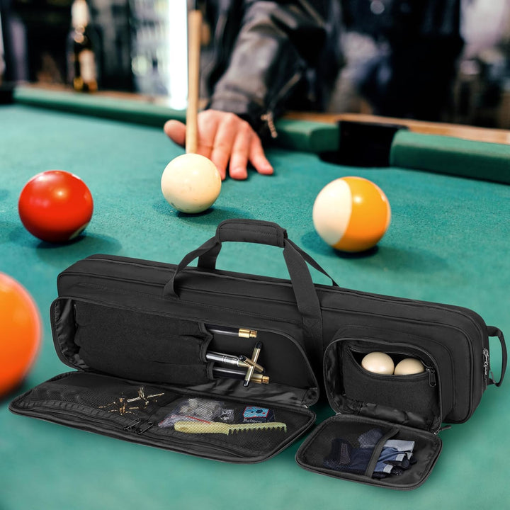 4x5 Pool Queue Koffer, Billard Stick Tragetasche für 4 Kolben und 6 Schäfte, weiche Pool Stick Tasch