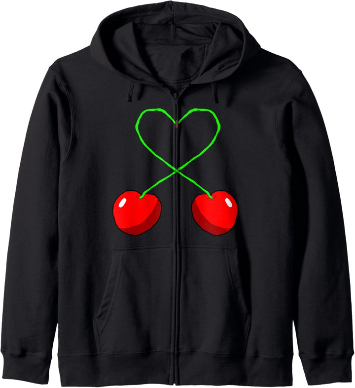 Süsse Kirschen Herz Cherry Kirsche Frucht Obst Früchte Kapuzenjacke