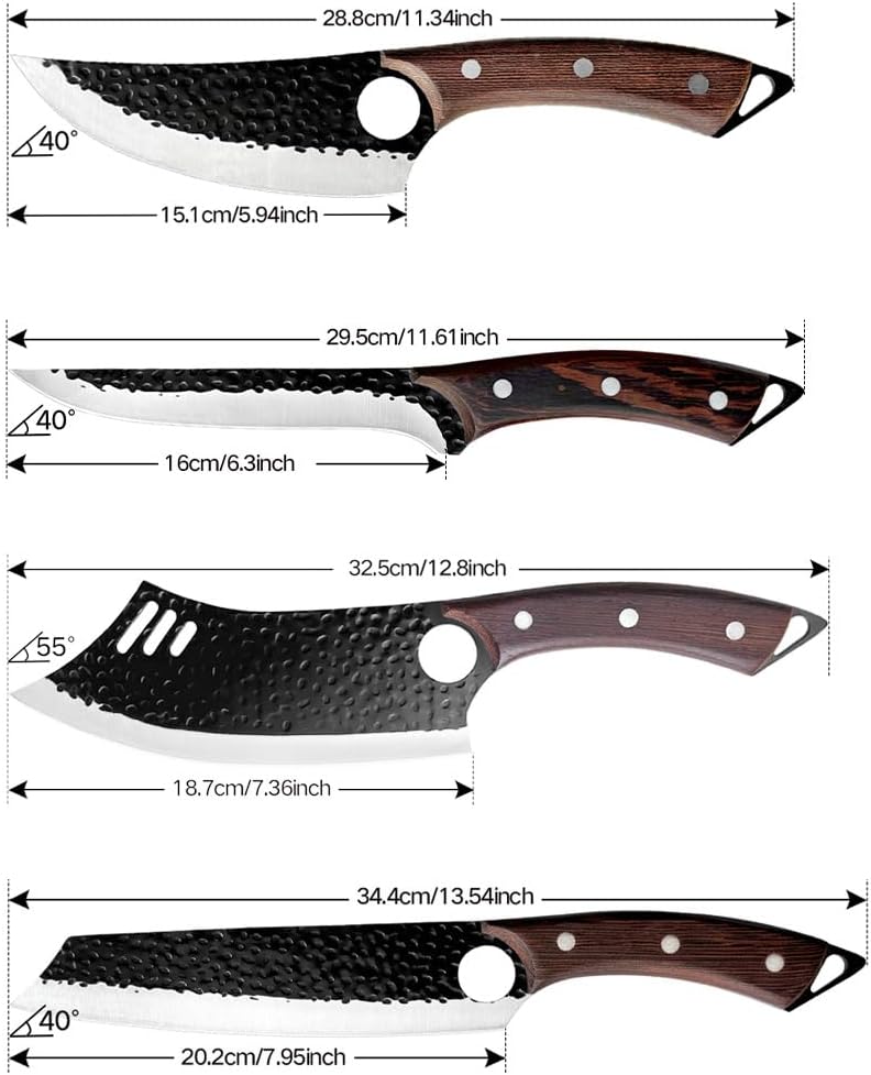 4 set professionelles Metzger Messer Set Schneidbrett, Schleiferstange Hand geschmiedet Wikinger Küc
