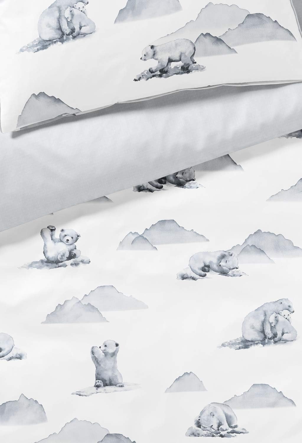 elegante Mako-Satin Bettwäsche Eisbär schneeweiss 1 Bettbezug 135 x 200 cm + 1 Kissenbezug 80 x 80 c