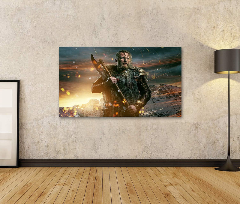 islandburner Bild auf Leinwand Wikinger Während Eines Kampfes Bilder Wandbilder Poster Leinwand 80x4