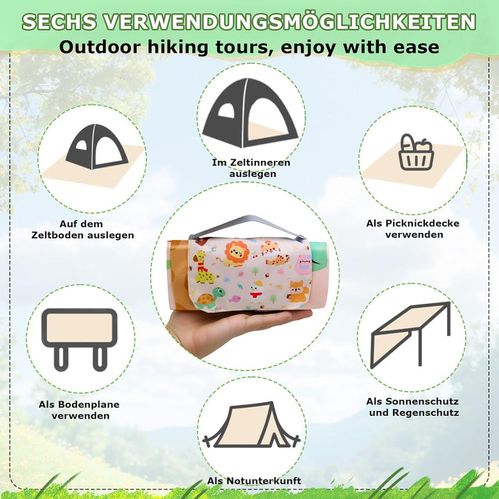 Picknickdecke Klein 150x210cm Wasserdichte Stranddecke Sandfrei Ultraleicht Tragbare Strandmatte für