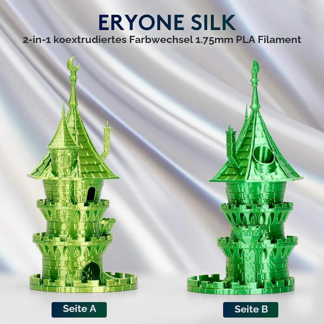 ERYONE Dual Zweifarbig PLA Filament 1.75mm, 3D Drucker Filament 1kg Spule +/- 0,02 mm, Seide Gelb &amp;