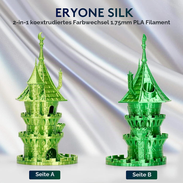 ERYONE Dual Zweifarbig PLA Filament 1.75mm, 3D Drucker Filament 1kg Spule +/- 0,02 mm, Seide Gelb &amp;