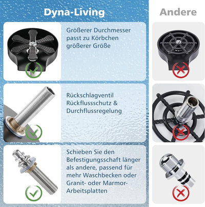 Dyna-Living Edelstahl Gläserspüler, Automatische Glasspüler Waschbecken, Glas Spüler Tassenspüler, C