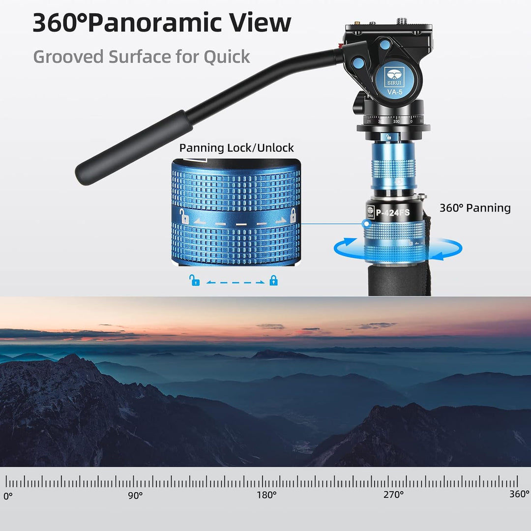 SIRUI P-424FS Kohlefaser-Kamera-Einbeinstativ-Kit, 168,4cm Hochleistungs-Profi-Video-Einbeinstativ m