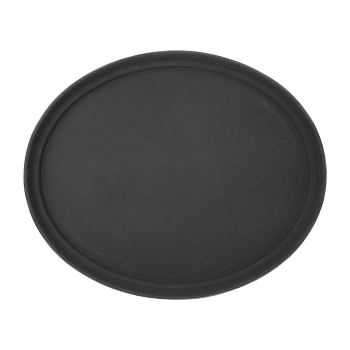 Olympia Kristallon Oval Anti-Rutsch Serviertablett, Schwarz: 685(B)x560(T)mm, Polypropylen Kunststof