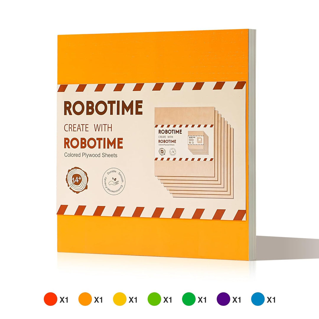 ROBOTIME 7 Stück 7 Farben Basswood Blätter, 3mm farbige Basswood für Laserschneiden, Sperrholz dünne