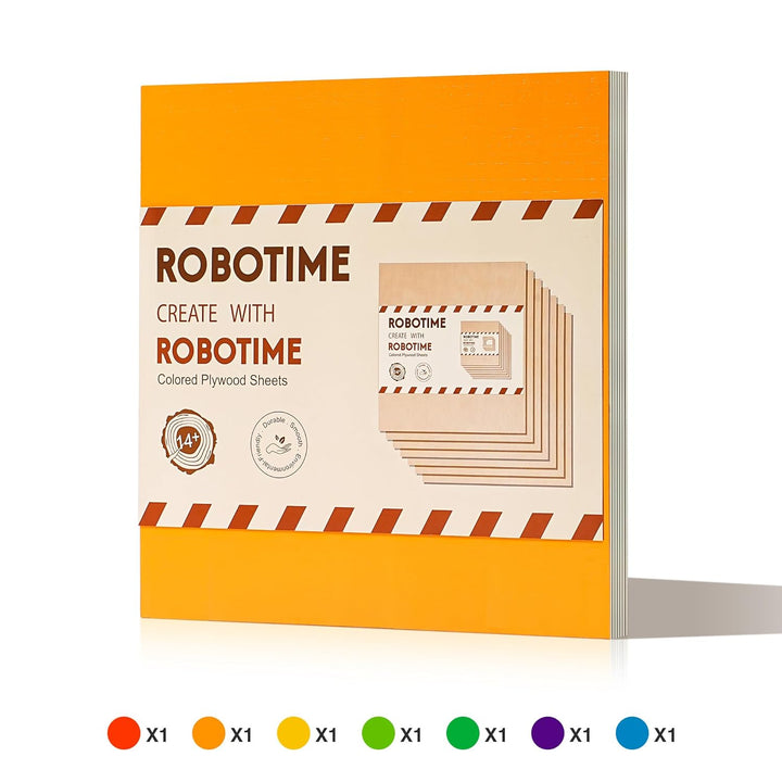 ROBOTIME 7 Stück 7 Farben Basswood Blätter, 3mm farbige Basswood für Laserschneiden, Sperrholz dünne