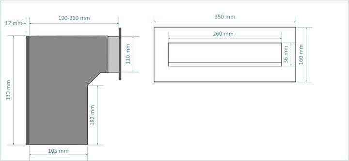 Mauerdurchwurf Briefkasten Anthrazitgrau matt C4 190-260 [mm] 3 Schlüssel Einbaubriefkasten Durchwur