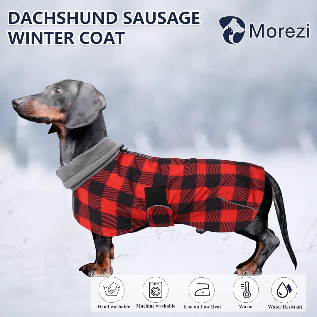 MOREZI Hundejacke ist eine wasserdichte, mit Fleece gefütterte Hundewinterjacke mit verstellbarem Gü