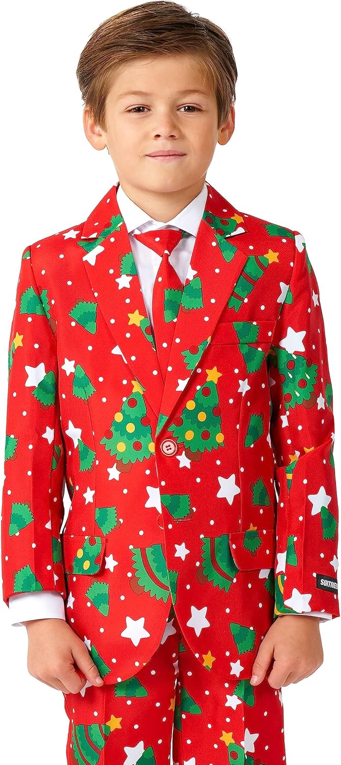 Suitmeister Weihnachtsanzug für Jungen - lustige hässliche Weihnachtskleidung mit echten Lichtern -