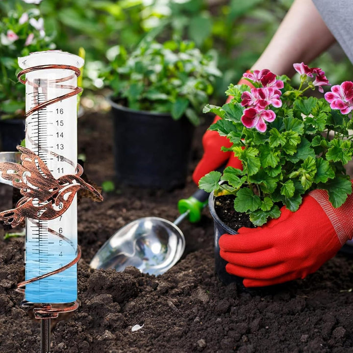 LSRVNM Regenmesser für Garten, Niederschlagsmesser mit Erdspiess, Glas-Regenmesser mit Klarer Skala,