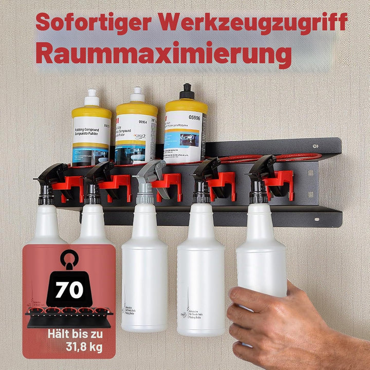 Sprühflaschenhalter, Sprühdosenhalter Spraydosenhalter, Stahl Wandregal Garagenwandregal mit 5 Haken