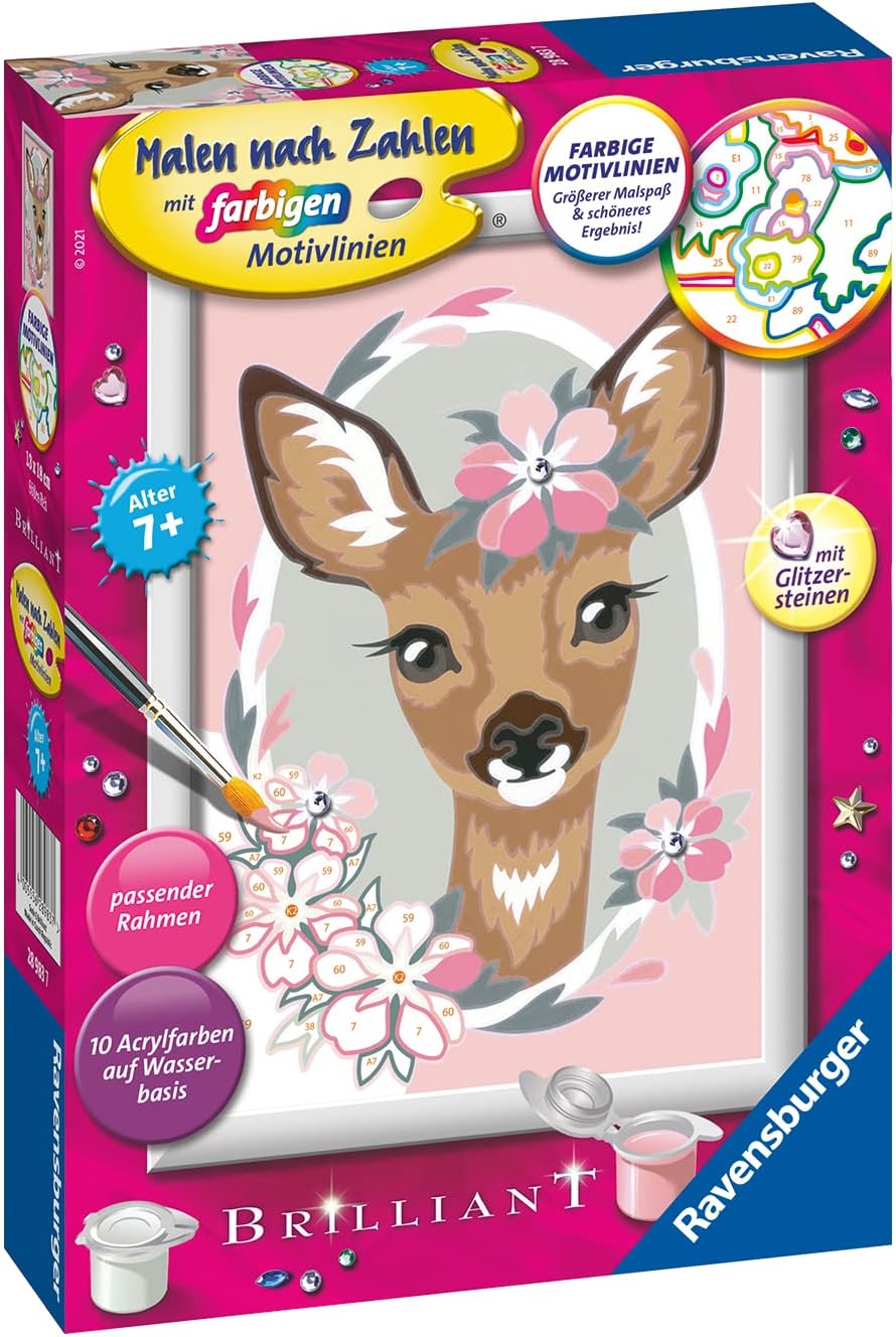 Ravensburger Malen nach Zahlen 28983 - Süsses Reh - Malen nach Zahlen für Kinder ab 7 Jahren & Malen