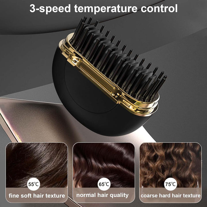 Direct Mini Wireless Haarglätter Kleine Glätteisen Bürste Tragbar Schwarz Keramik und Turmalin Platt