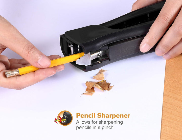 Bostitch Office Dynamo 4-in-1 Standheftgerät, 20 Blatt Kapazität, integrierter Bleistiftspitzer, Hef