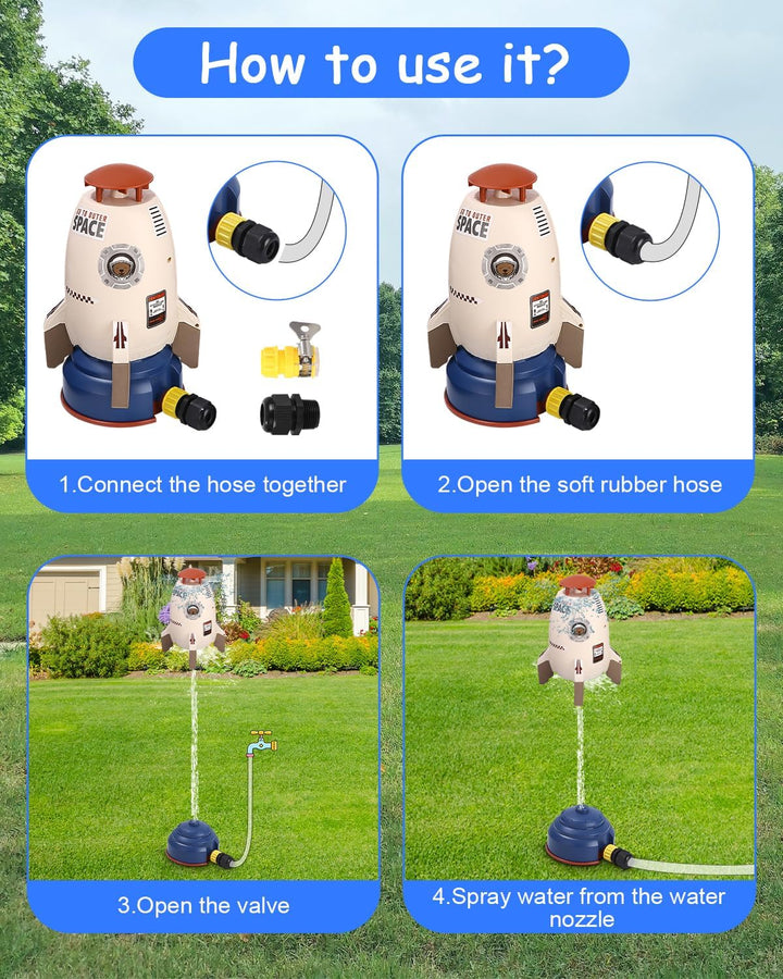 Rocket Kinder Wasserregner,Wasserspielzeug Garten,Rasensprenger Kinder,Wassersprühspielspielzeug Lan