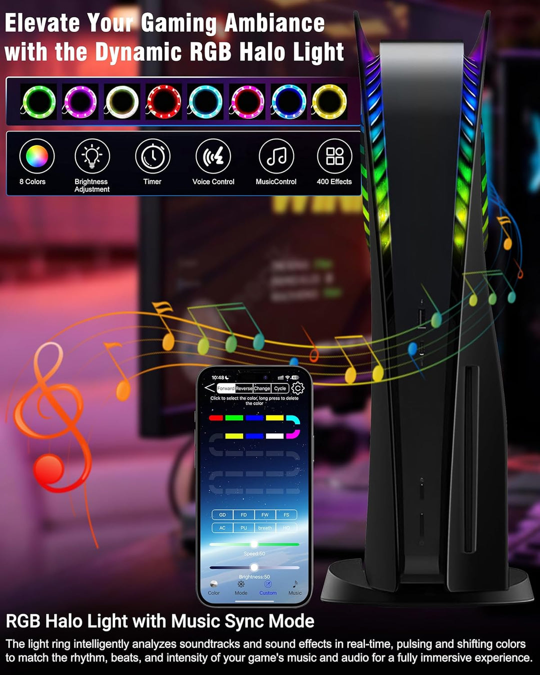 Joso Frontblende für PS5 Disc Edition, Kratzfeste, staubdichte Ersatzhülle mit RGB-Ring, Abdeckung p