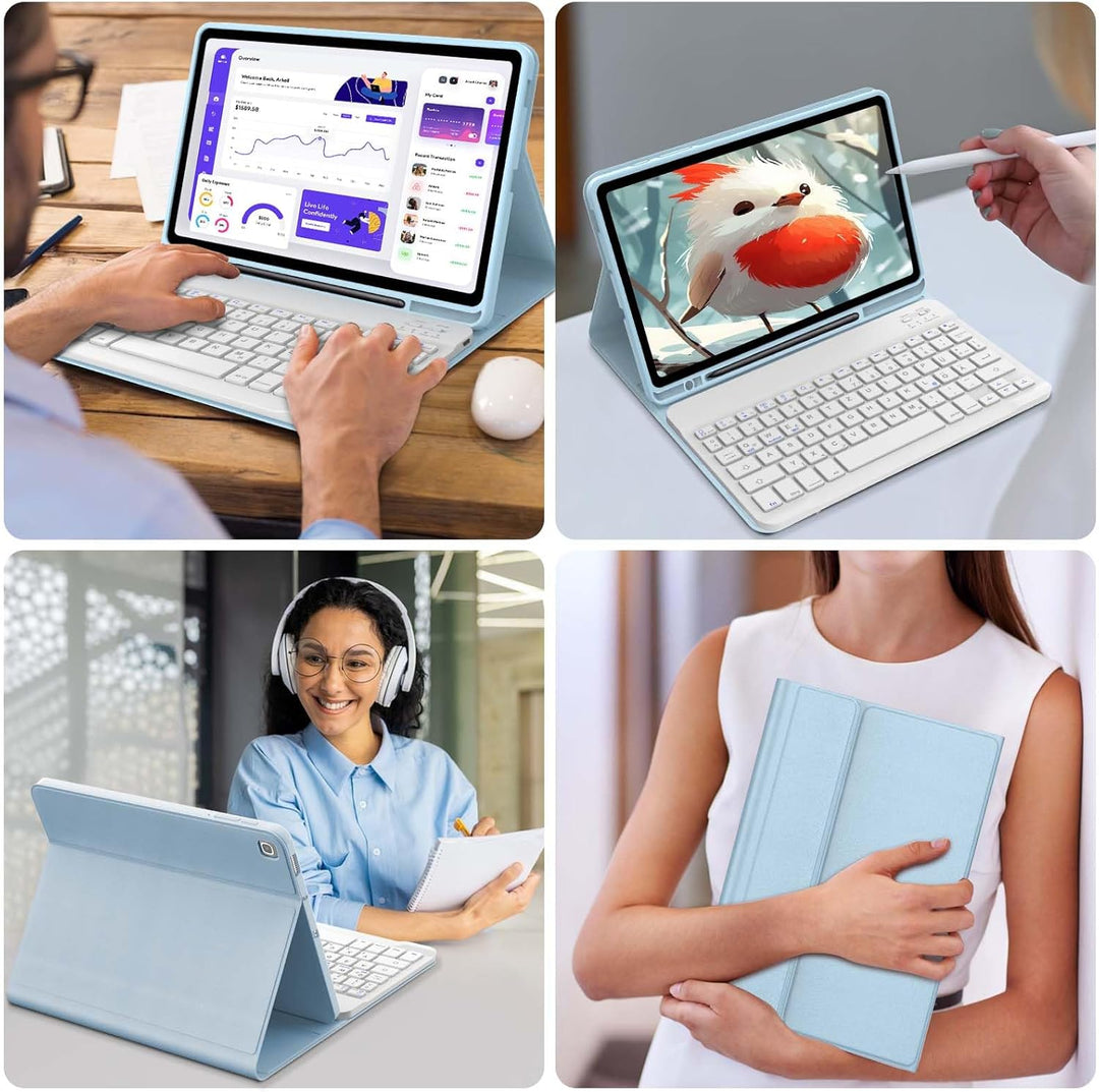 Tastatur Hülle für Samsung Galaxy Tab S6 Lite 10,4 Zoll (2024/2022/2020), Deutsches QWERTZ Magnetisc