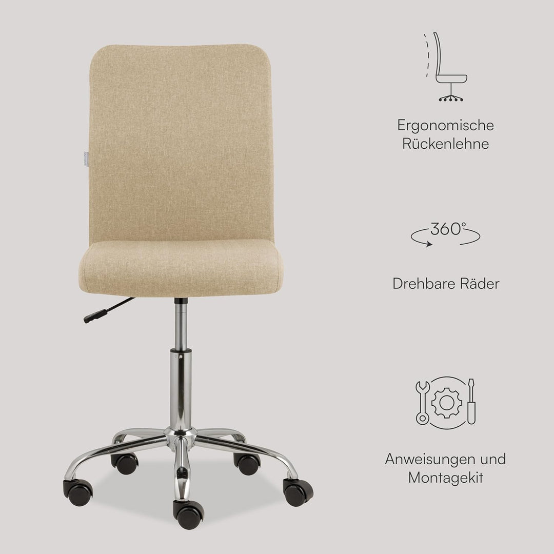 Baroni Home Bürostuhl aus Stoff, gepolsterter Bürostuhl 360° drehbar, Verstellbarer Höhe und ohne Ar
