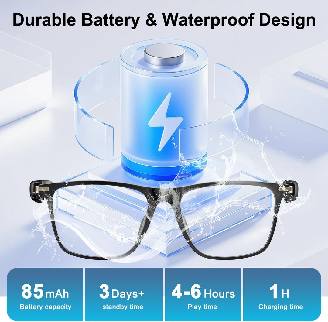 Bluetooth AI Smart Brille mit 160+ Sprachen, Farbwechsel-Linsen, Integriertem Lautsprecher & Klarer
