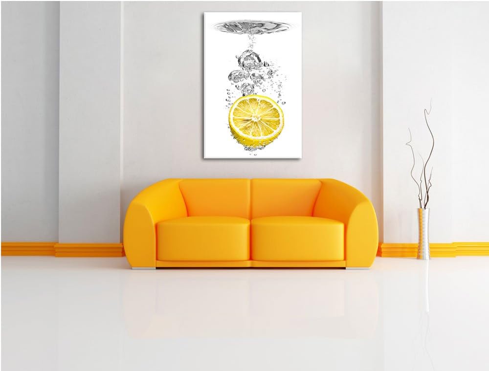 ins Wasser gefallene Zitrone schwarz/weiss Format: 120x80 auf Leinwand, XXL riesige Bilder fertig ge