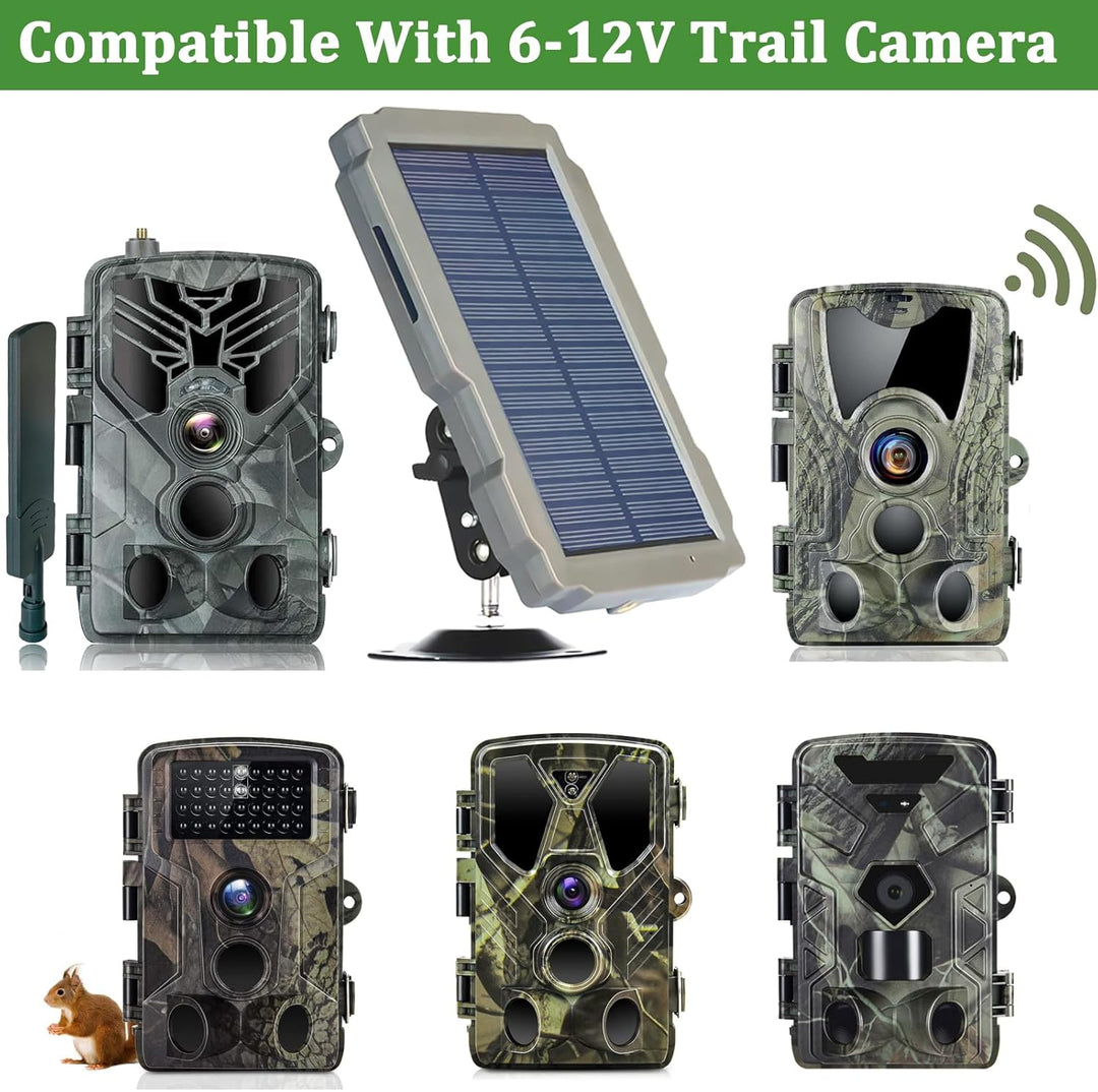 FunKind Solarpanel für Wildkamera DC 6V-12V 3000mAh Wiederaufladbarer Akku, Jagdzubehör für Wildtier