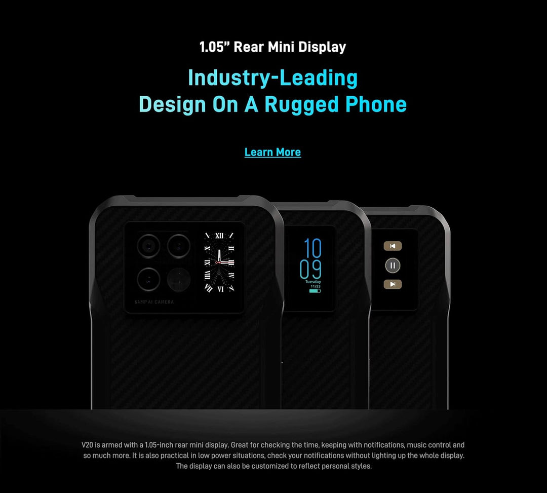 5G Outdoor Smartphone ohne Vertrag DOOGEE V20, 6,4’’ 2K AMOLED Display, 64MP Dreifach AI Kamera+20MP
