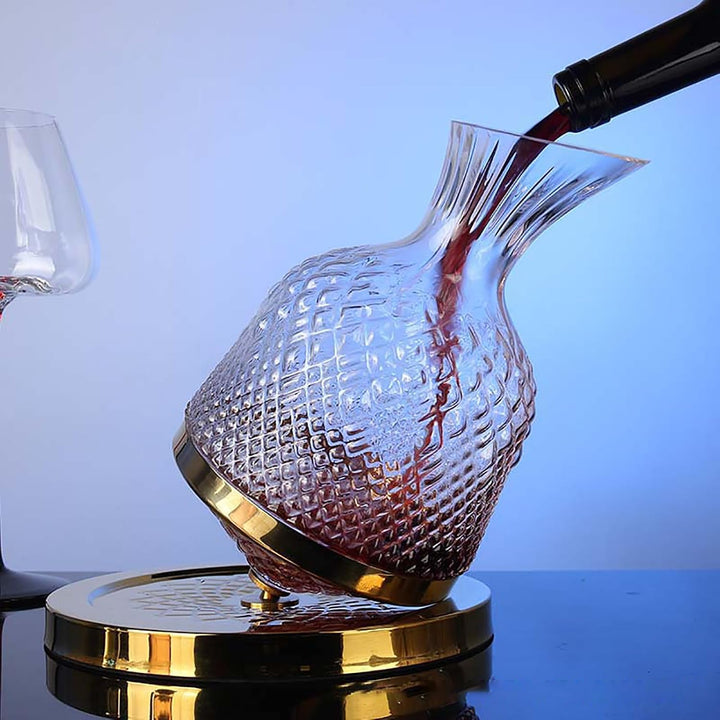 Dekanter Rotwein, Weinkaraffe, 1200ml Dekanter, 360 Grad Drehbar Wein Dekanter, Drehender Weindekant