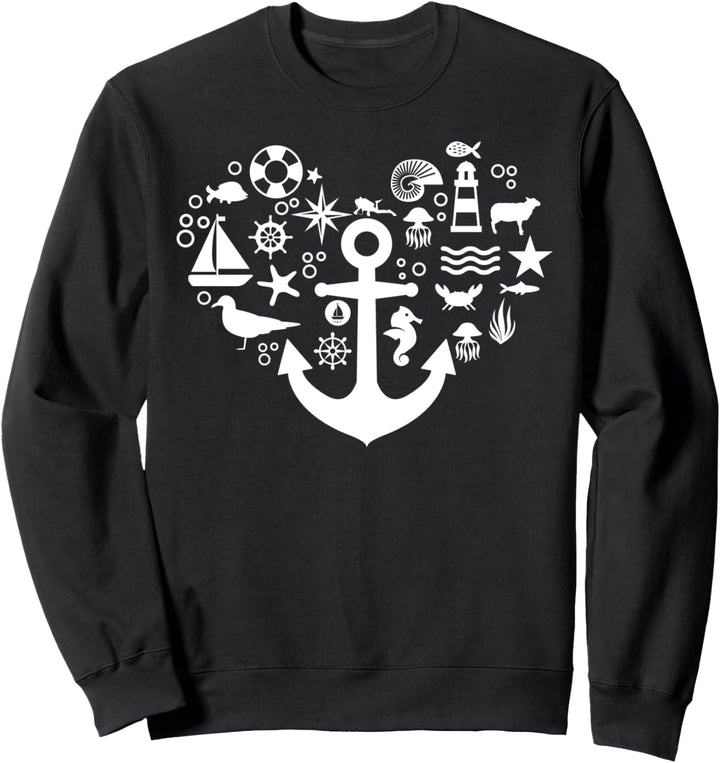 Norddeutsches Herz Outfit Geschenk Anker Hafen Küste Meer Sweatshirt