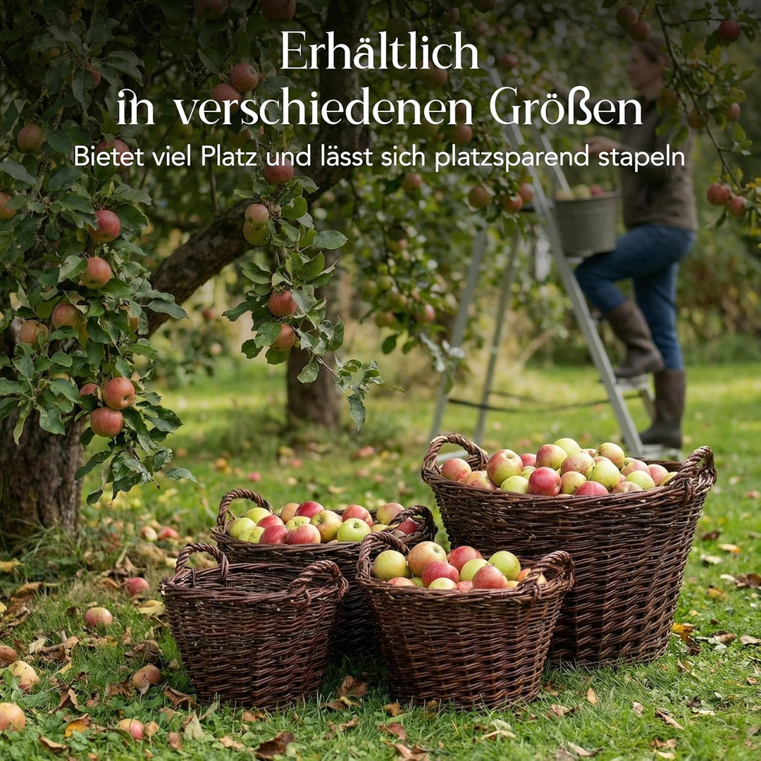 Creative Home Weidenkorb mit Zwei Henkel | Gross ø 30 cm | Perfekt für Geschenkkorb Kaminkorb Brennh
