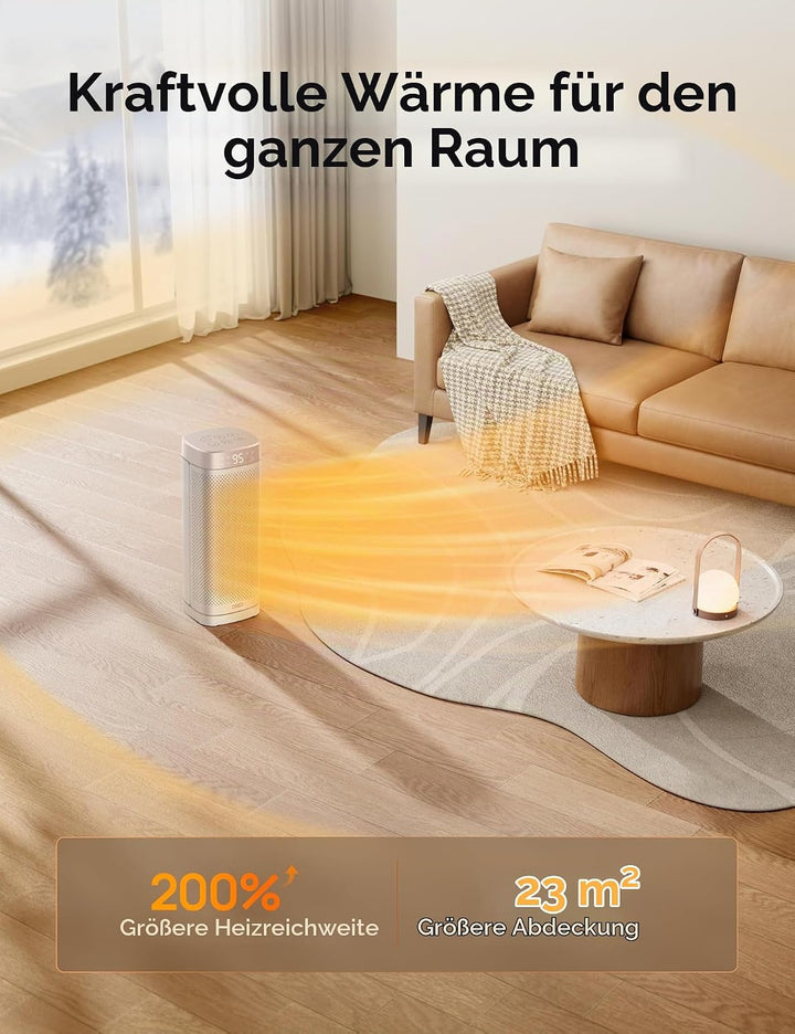 Dreo 16 Inch Electric Heater, Energy Efficient Space Heaters with Thermostat, 70° Oscillating Remote