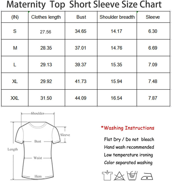 Bearsland Maternity Tops Short Sleeve Scoop Neck Breastfeeding T-Shirt Pregnancy Clothes S Grün & He