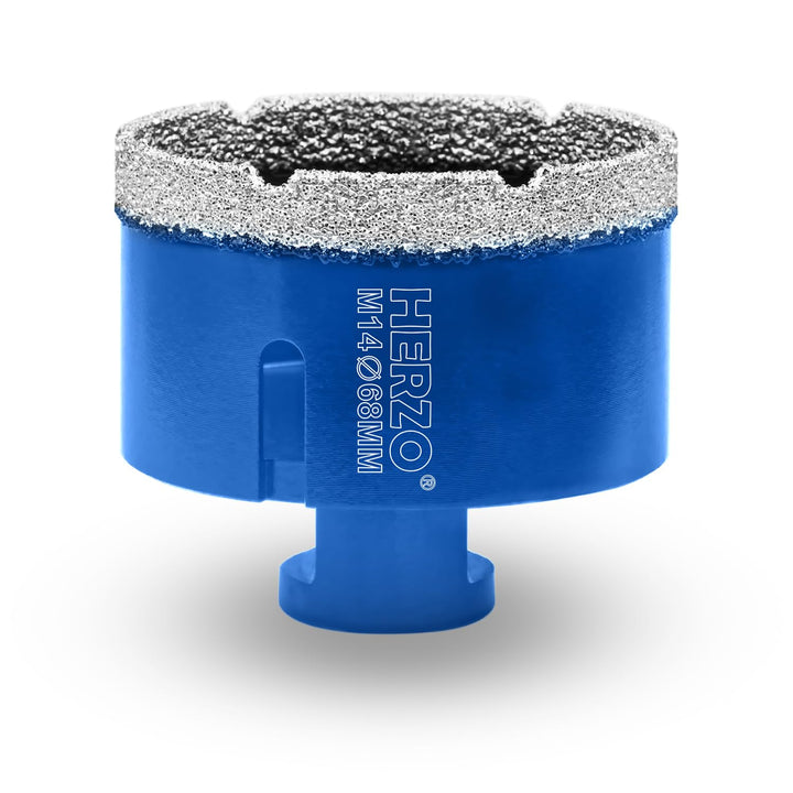 HERZO Diamant Fliesenbohrer 68mm, M14 Gewinde Trockenbohrer, Diamantbohrer Lochsäge, Diamant Bohrkro
