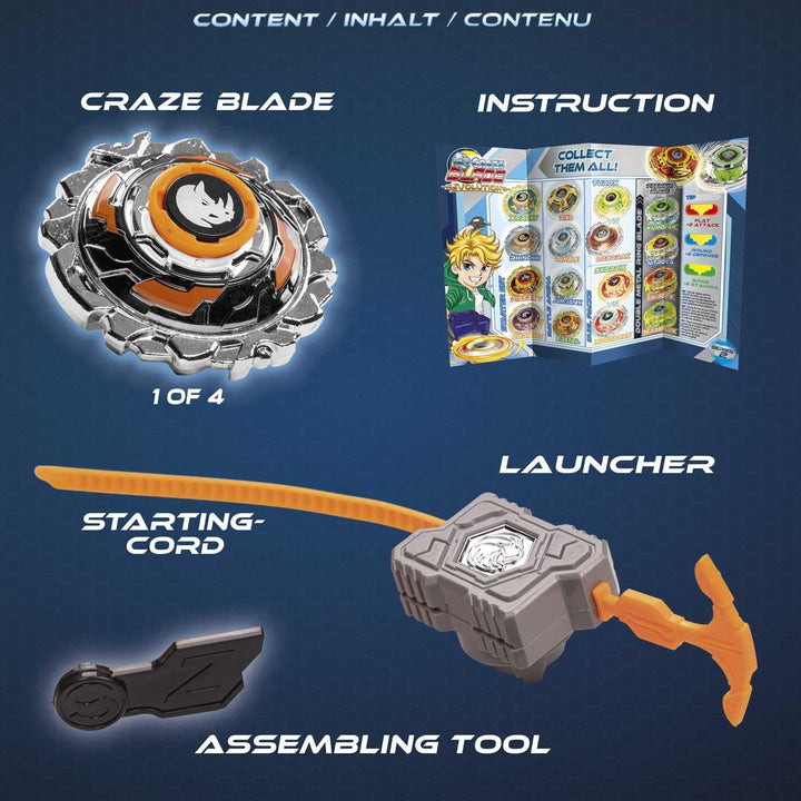 CRAZE BLADE Kampfkreisel - Starter Set Evolution Rhinok - Kreisel Metall sehr robust mit Launcher &