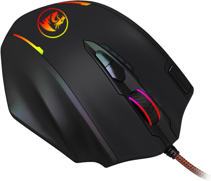 Redragon M908 12400 DPI Impact MMO Gaming-Maus mit 18 programmierbaren Tasten, Gewichtstuning-Kartus