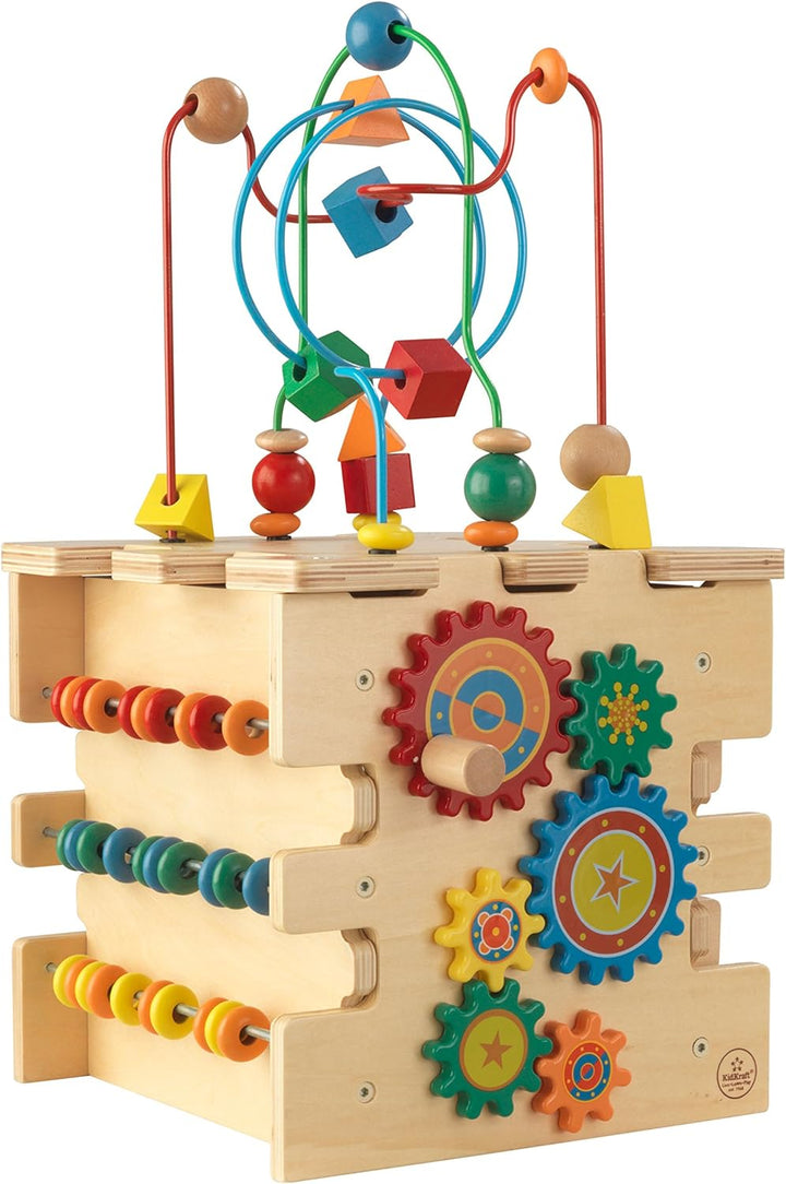 KidKraft Deluxe Motorikwürfel aus Holz, Motorikspielzeug ab 1.5 Jahre, Activity Center Baby Spielzeu