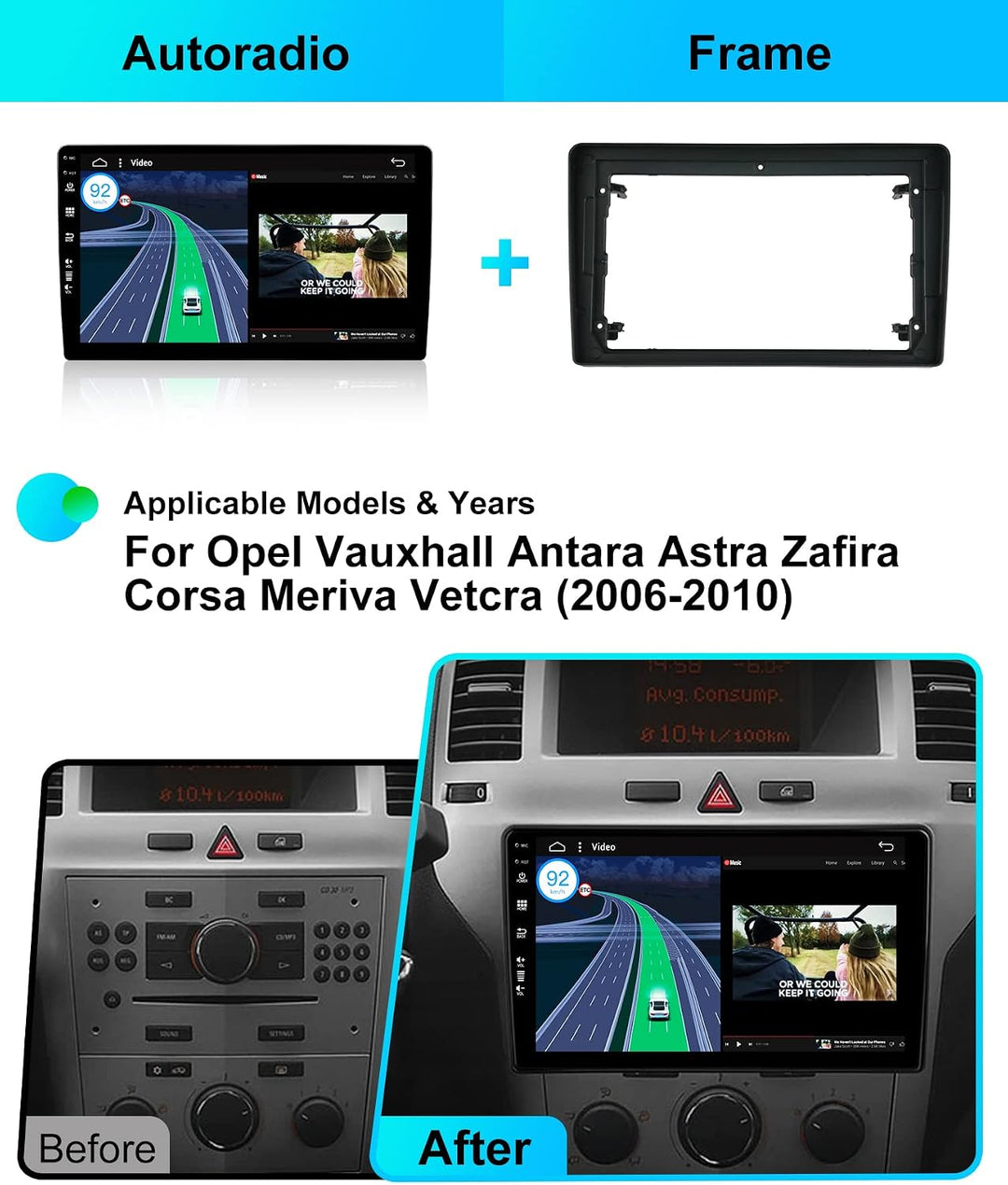 Android 15 Autoradio Passt für Opel Vauxhall Antara Astra Zafira Corsa Meriva Vetcra - Kabellos Carp