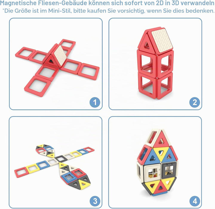 AOMIKS Magnetische Bausteine 173 Stück 3D Mini Magnetische Stapelblöcke Kinder Lernen Mint-Spielzeug